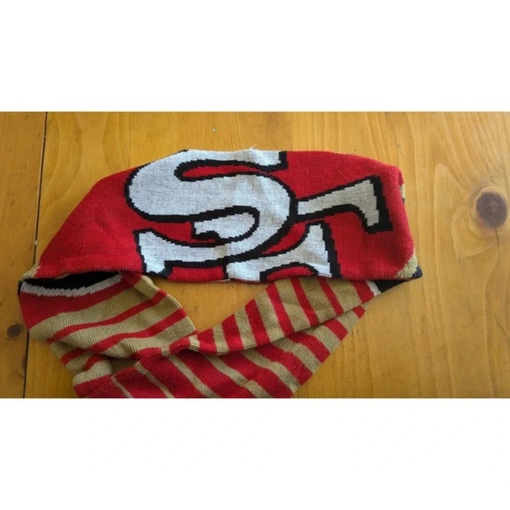 San Francisco 49ers Scarf Knit Fringe‎ NFL Football Red Gold Fan Gear